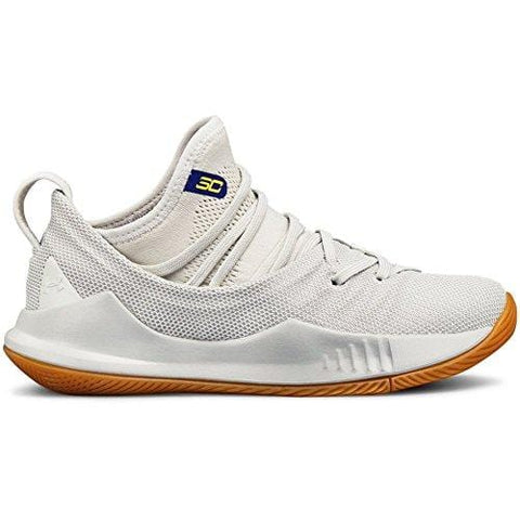 Under Armour Boys' Grade School Curry 5 Basketball Shoe, Elemental (105)/Overcast Gray, 4