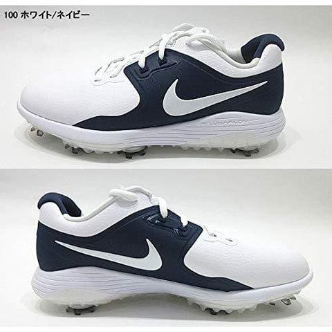 NIKE Vapor Pro Golf Shoes 2019 White/Metallic White/Midnight Navy/Volt Wide 8.5