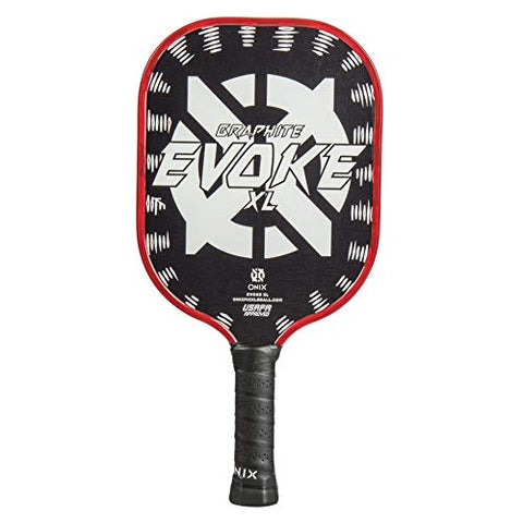 Onix Graphite Evoke XL Pickleball Paddle Features Polypropylene Core, Graphite Face, and Oversized Shape, White