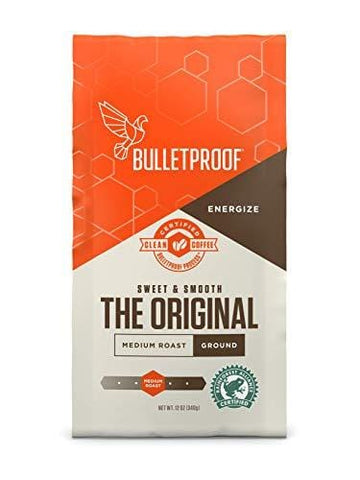 Bulletproof The Original Ground Coffee, Premium Medium Roast Gourmet Organic Beans, Rainforest Alliance Certified, Perfect for Keto Diet, Upgraded Clean Coffee (12 Ounces)
