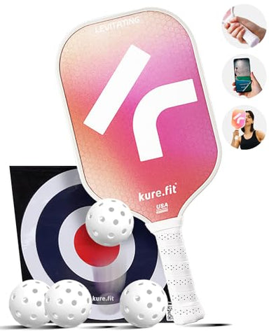 kure.fit Pickleball Paddle Set, USAPA Approved, 4 Balls, Training Pad, Practice Tutorial Video, Lightweight, Easy Grip, Non-Sticky, Fiberglass Surface, 16MM Thickness, Racket for Beginner, Women, Men