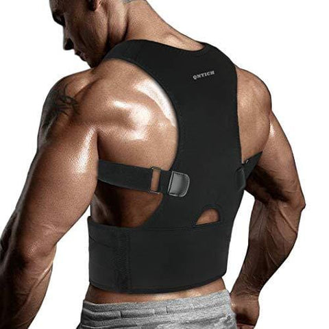 QNTICH Back Brace Posture Corrector Fully Adjustable Support Belt Improves Posture and Provides Lumbar Back Brace Lower and Upper Back Pain Relief Upright Go Posture (Large(27"-35"Waist))