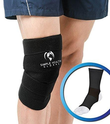 Knee Support Sleeve Wrap By Simple Health, Adjustable Compression Brace for Magnetic Pain Relief with Neoprene Copper