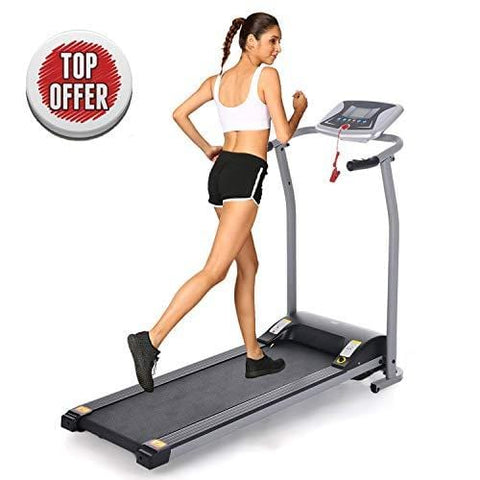 Folding Electric Treadmill Running Machine Power Motorized for Home Gym Exercise Walking Fitness (1.5 HP - Silver - Not Incline)