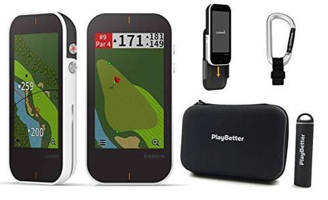 Garmin Approach G80 Premium Golf GPS with Launch Monitor Radar Bundle | Cart/Trolley Mount & Carabiner Clip | 41,000 Courses, PinPointer, 2019 Release (+PlayBetter Portable Charger & Protective Case)