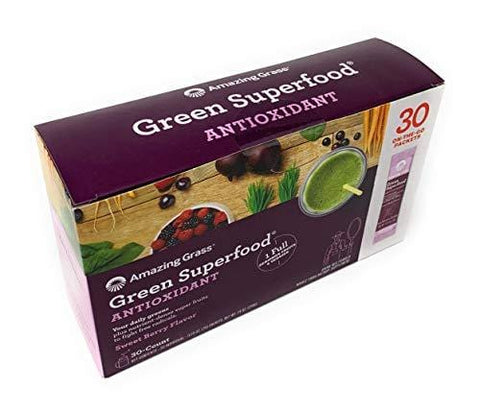 Amazing Grass Green Superfood Antioxidant Organic Powder with Wheat Grass, Elderberry, and Greens, Flavor: Sweet Berry, Box of 30 Individual Serving