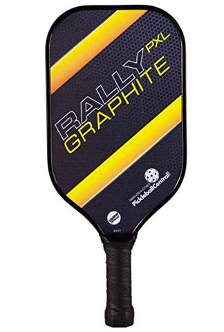Rally PXL Graphite Pickleball Paddle (Yellow) XL Elongated Power & Reach Shape | Standard Grip | Polymer Honeycomb Core and Graphite Face