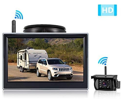 Emmako Digital Wireless Backup Camera 5'' Monitor System Truly Color for Truck/RV/Car/Trailer/Pickup IP69K Waterproof Rear/Front View Driving/Reversing Use Guide Lines On/Off