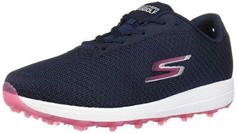 Skechers Women's Max Golf Shoe, Navy/Pink Textile, 9 M US
