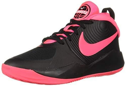 Nike Unisex Team Hustle D 9 (GS) Sneaker, Black/Racer Pink - White, 4Y Regular US Big Kid