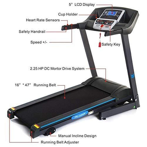 GYMAX Electric Folding Cardio Exercise Treadmill Fitness Jogging Running Machine Treadmill w/Manual Incline (Classic)
