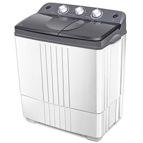 Giantex Portable Washing Machine Compact Twin Tub Washer and Spain Spinner Laundry Clothes Washer (10lbs for washing and 6lbs for Spinning- Gray+ White)