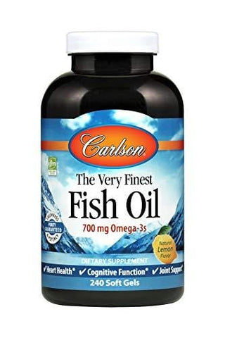 Carlson - The Very Finest Fish Oil, 700 mg Omega-3s, Norwegian, Sustainably Sourced, Lemon, 240 soft gels