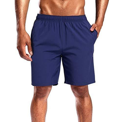 CAMEL CROWN Running Shorts Men Pockets Quick Dry Light Breathable Athletic Shorts for Gym Basketball Workout Active Training Dark Blue M 1 Pack