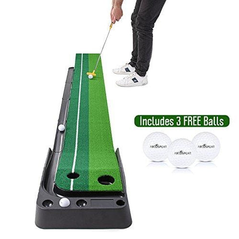 Indoor Golf Putting Green – Portable Mat with Auto Ball Return Function – Mini Golf Practice Training Aid, Game and Gift for Home, Office, Outdoor Use – 3 Bonus Balls [product _type] Abco Tech - Ultra Pickleball - The Pickleball Paddle MegaStore
