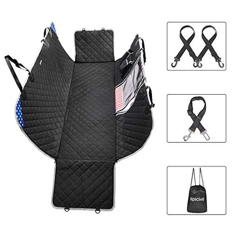EPICKA Dog Car Back Seat Cover 100% Waterproof for Pets Hammock Durable Washable Scratchproof Nonslip with Mesh Window Universal Size Fit Cars Trucks and SUVs Pet Seat Belt Leash Included