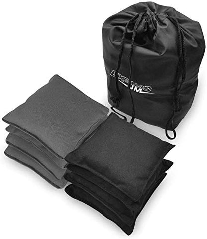 JMEXSUSS Weather Resistant Standard Corn Hole Bags, Set of 8 Regulation Cornhole Bags for Tossing Game (Black/Grey)