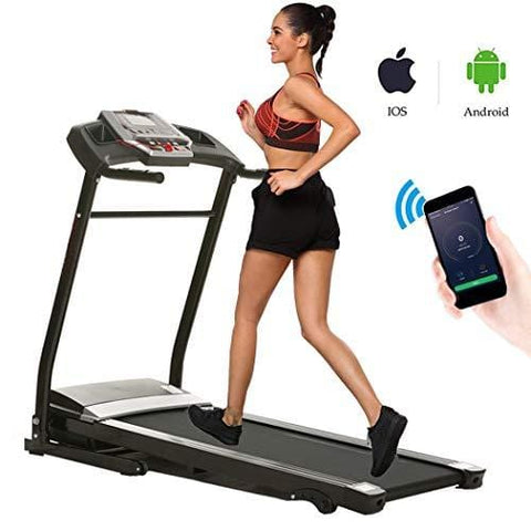 Miageek Fitness Folding Electric Jogging Treadmills with Smartphone APP Control, Walking Running Exercise Machine Incline Trainer Equipment Easy Assembly