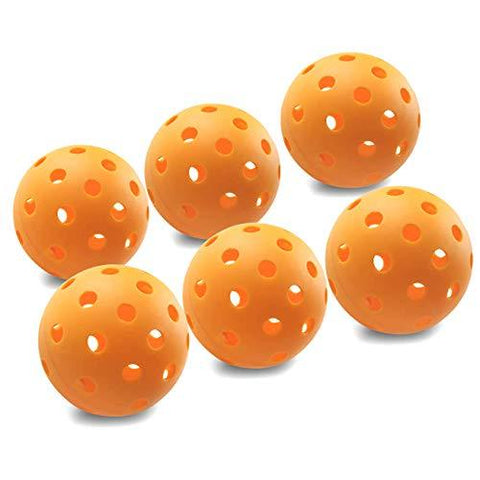 EasyTime Pickleball Balls Outdoors Balls with 40 Small Precisely Drilled Holes & Indoor Balls with 26 Drilled Holes USAPA Approved (Outdoor-6 Pack)