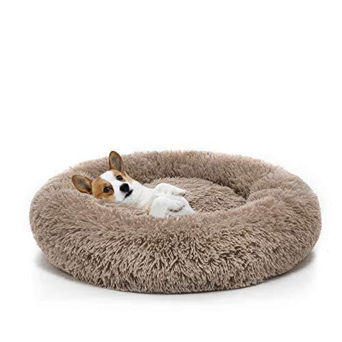 Orthopedic Dog Bed Comfortable Donut Cuddler Round Dog Bed Ultra Soft Washable Dog and Cat Cushion Bed (23''x 23''x 5'') (Brown)