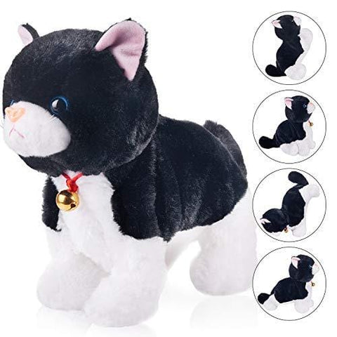 Black Plush Cat Stuffed Animal Interactive Cat Robot Toy, Barking Meow Kitten Touch Control, Electronic Cat Pet, Cat Kitty Toy, Animated Toy Cats for Girls Baby Kids L:12" H:8" W:5"