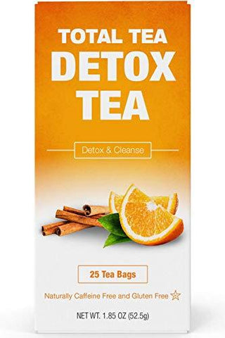 Total Tea Gentle Detox Tea. Caffeine Free - Keto Diet - Gluten Free Herbal Tea Cleanse Supplement with Senna - Liver Detox Cleanse for Weight Loss - Colon Cleanse Sleep Tea Paleo - 25 Sealed Teabags