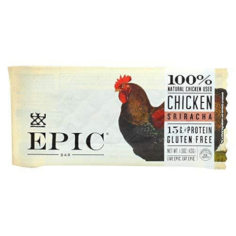 EPIC, Bar, Chicken, Sriracha, Pack of 12, Size 1.5 OZ, (Low Carb Gluten Free Wheat Free Yeast Free)