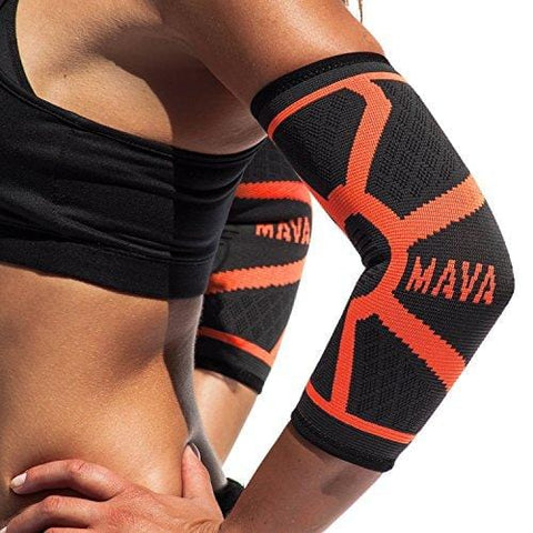 Mava Sports Elbow Brace Compression Sleeve (Pair) - Elbow Brace for Tendonitis, Tennis, Workouts, Weightlifting, Golfer's Elbow Treatment, Basketball- Reduce Joint Pain & Elbow Support - Elbow Sleeve