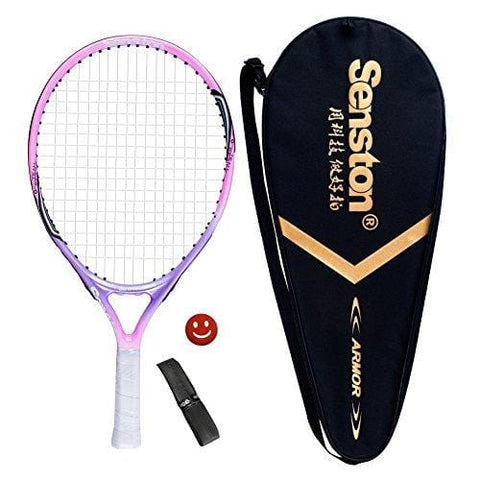 Senston 19" Junior Tennis Racquet for Kids Children Boys Girls Tennis Rackets with Racket Cover Pink with Cover Tennis Overgrip Vibration Damper