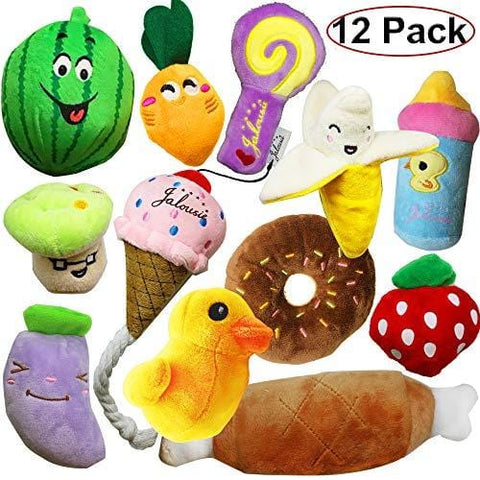 Jalousie 12 Pack Dog Squeaky Toys Cute Plush Toys for Small Medium Dog Pets