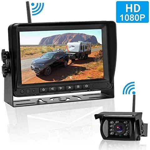 FHD 1080P Digital Wireless Backup Camera Kit, No Interference, IP69 Waterproof Wireless Rear View Camera and 7 Inch LCD Wireless Reverse Monitor for Rv/Truck/Trailer/Bus/Pickup/Van