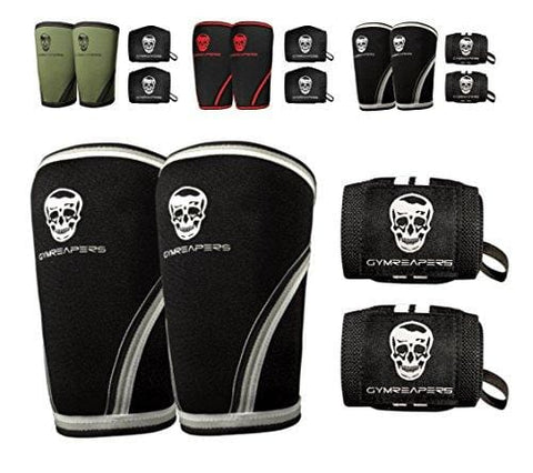 Gymreapers Elbow Sleeves (1 Pair) W/Wrist Wraps - Elbow Brace for Support & Compression for Powerlifting, Weightlifting, Bench & Tendonitis 5mm Neoprene - for Men & Women - 1 Year Warranty