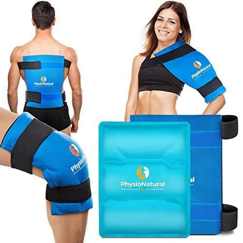 Large Flexible Gel Ice Pack & Wrap - Hot & Cold Therapy for Hip, Shoulder, Elbow, Back, Knee - Instant Pain Relief for Injuries, Recovery, Swelling, Aches, Bruises & Sprains - XL 11" x 14" (Blue)