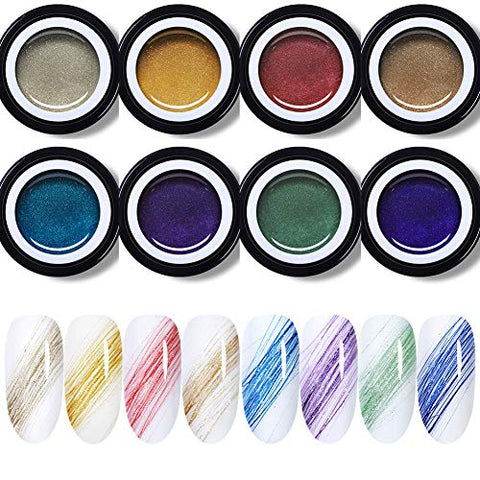 BORN PRETTY 10 Boxes Glittery Drawing Gel Polish Nail Art Pull Line Gel Thick Elastic Paint Gel 5ml/box