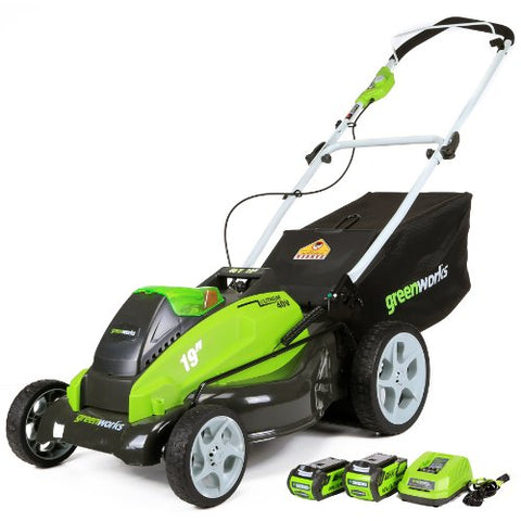 Greenworks 19-Inch 40V Cordless Lawn Mower, 4.0 AH & 2.0 AH Batteries Included 25223