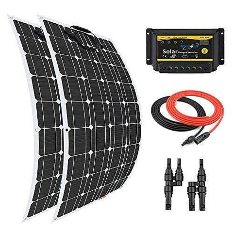Giosolar 200 Watt 12 Volt Solar Marine Kit Monocrystalline Panel with 20A LED Charge Controller for RV Solar Charging Off-Grid System