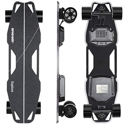 Spadger Electric Skateboard D5X Plus 35’’ Electric Longboard Black, 23Mph 900W Dual Motor, 12 Miles Range, Load up to 264Lbs, with Wireless Remote Control & APP Control Bulit-in LED Lights
