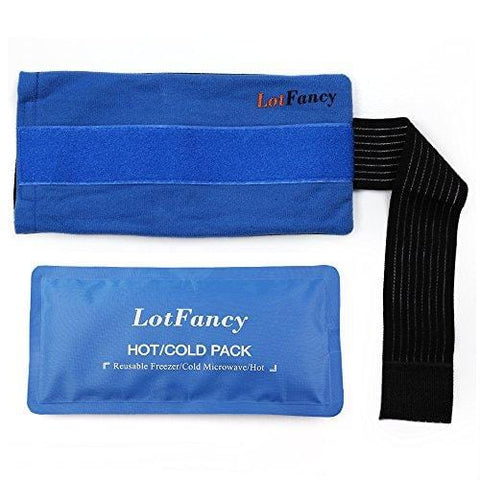 Reusable Gel Ice Pack and Wrap with Elastic Strap for Hot/Cold Therapy by LotFancy, Ideal for Injuries First Aid Knee Head Neck Ankle Wrist Elbow Foot Calves Hip