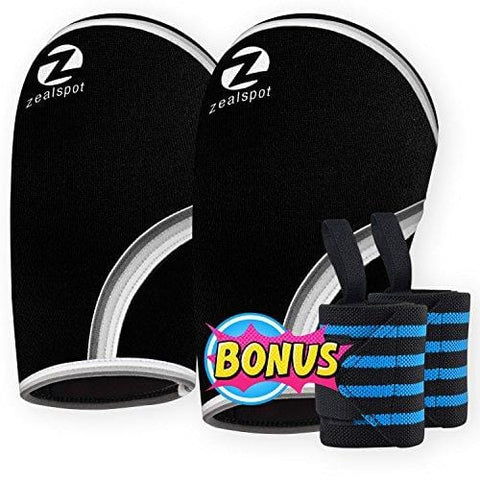 Elbow Sleeves (Pair)W/ Bonus Heavy Duty Wrist Wraps-Support & Compression for Weightlifting, Powerlifting, CrossFit,Bench Press and Tennis-5mm Neoprene Brace for Both Women & Men, Black ,XXL