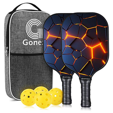 Gonex Pickleball Paddles Set of 2 Graphite Pickleball Set Pickleball Rackets Equipment with Pickleball Racquet, Honeycomb Composite Core, Balls and Carry Bag