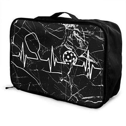 Pickleball Heartbeat Luggage Bag Capacity Portable Large Travel Duffel Bag Cosmetic Makeup