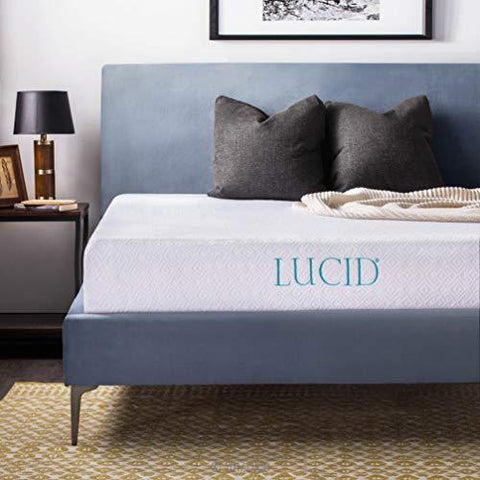 LUCID 10 Inch Gel Memory Foam Mattress - Dual-Layered - CertiPUR-US Certified - 10-Year U.S. Warranty - Short/RV Queen