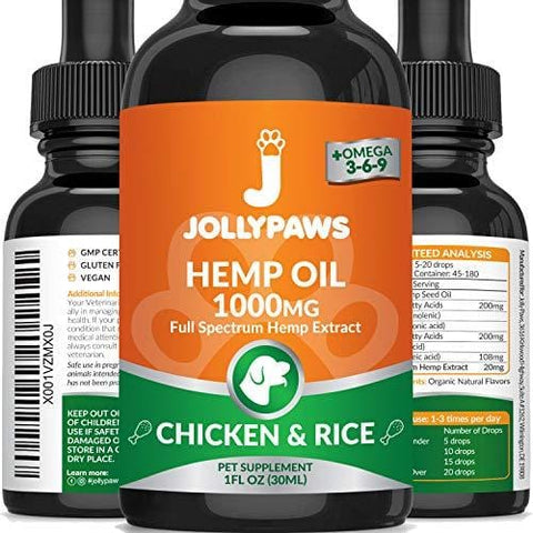 Hemp Oil for Dogs and Cats - 1000 MG - Pain Relief for Pets, Stress & Anxiety Relief - Chicken & Rice Flavor - Made in USA