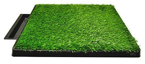 Downtown Pet Supply Dog Pee Potty Pad, Bathroom Tinkle Artificial Grass Turf, Portable Potty Trainer (20 x 25 inches with Drawer)