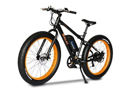 Emojo Wildcat Electric Bike Mountain 26 inch Fat Tire Electric Power Bicycle, with 500W Motor and Removable 48V 10.4AH Lithium Battery (Black & Orange)