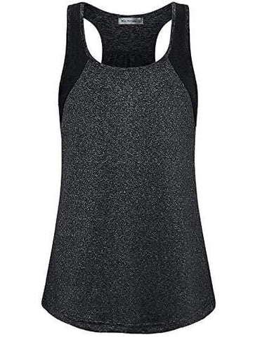 Miss Fortune Sleeveless Yoga Tops for Women, Crew Neck Casual Loose Comfy Burnout Light Breathable Racerback Workout Yoga Tank Tops Shirt Zumba Tennis Tanks Dark Gray M