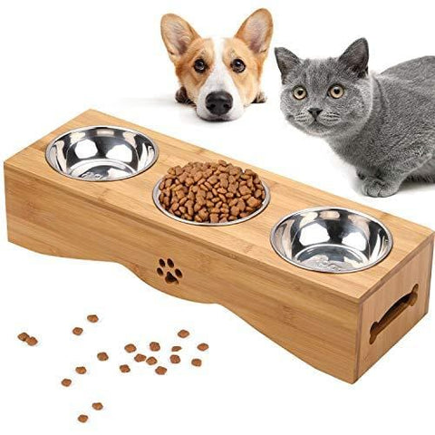 Cat Bowls, Pet Bowl Small Dog and Cat Bowls Stainless Steel Three Bowls Pet Feeder Pet Food Bowl for Cats