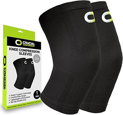 Knee Brace Compression Sleeve (1 Pair) - Best Knee Support Braces for Meniscus Tear, Arthritis, Joint Pain Relief, Injury Recovery, ACL, MCL, Running, Workout, Basketball, Sports, Men and Women