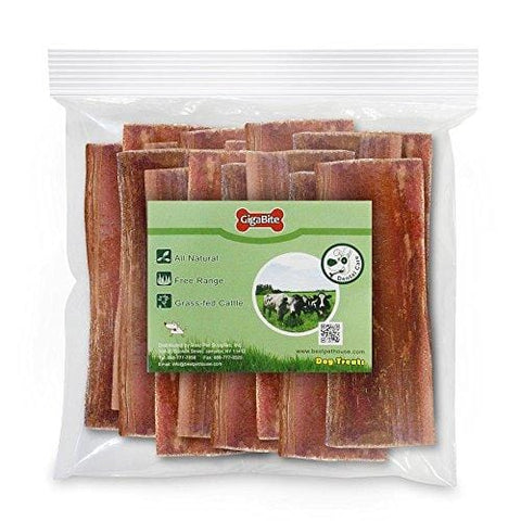GigaBite 6 Inch Beef Gullet Jerky Strips (25 Pack) – USDA & FDA Certified, All Natural, Free Range Beef Esophagus Taffy Dog Treat – By Best Pet Supplies