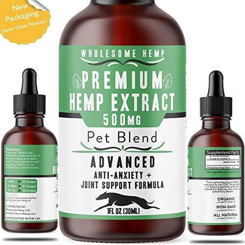 Hemp Oil for Dogs & Cats - Dog Anxiety Relief, Joint Support for Dogs, Great for Healthy Skin and Coat - Good Source of Omega 3 for Dogs - Organic - Made in USA - Apply to Dog Calming Treats - Dog